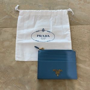 Prada Blue Card Holder Wallet